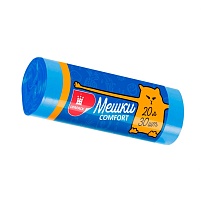 Мешки для мусора 20 л, синие, в рулоне 30 шт., ПНД, 8 мкм, 500х400 мм, Comfort, М0017 (МН 20-30с) в Белгороде