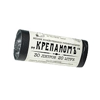 Мешки для мусора 30 л, черные, в рулоне 20 шт., ПНД, 7 мкм, 560х440 мм, Крепаномъ, 4607075710580 в Белгороде