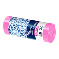 Мешки для мусора 30 л, розовые, в рулоне 30 шт., ПНД, 8 мкм, 560х480 мм, Узоры Чистоты, МУ3605 (ММЭ-30роз) в Белгороде