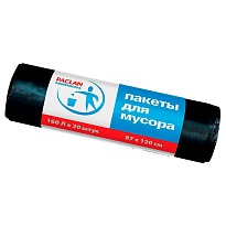 Мешки для мусора 160 л, черные, в рулоне 20 шт., ПВД, 30 мкм, 1200х870 мм, PACLAN Professional, 604082 в Белгороде