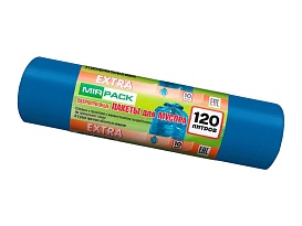 Мешки для мусора 120 л, синие, в рулоне 10 шт., ПНД, 14 мкм, 1100х700 мм, EXTRA, ex1201802 в Белгороде