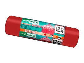 Мешки для мусора 120 л, красные, в рулоне 10 шт., ПНД, 14 мкм, 1100х700 мм, EXTRA, ex1201805 в Белгороде