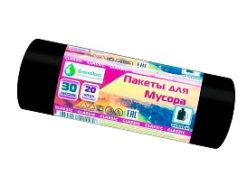 Мешки для мусора 30 л, черные, в рулоне 20 шт., ПНД, 7 мкм, 600х500 мм, MIRPACK Classik, 302040 в Белгороде