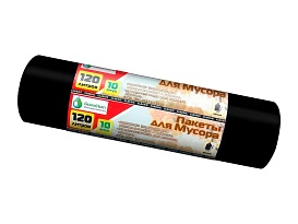 Мешки для мусора 120 л, черные, в рулоне 10 шт., ПНД, 12 мкм, 1100х700 мм, MIRPACK Classik, 1201011 в Белгороде