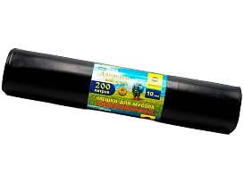 Мешки для мусора 200 л, ароматизированные, черные, в рулоне 10 шт., ПВД, 100 мкм, 1200х800 мм, Добрыня, Dob20010black в Белгороде