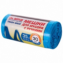 Мешки для мусора 35 л, с ручками, синие, в рулоне 30 шт., ПНД, 9 мкм, 540х500 мм, LAIMA ULTRA, 607683 в Белгороде
