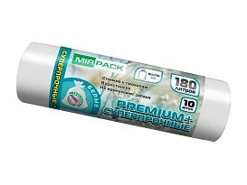 Мешки для мусора 180 л, ароматизированные, белые, в рулоне 10 шт., ПВД, 35 мкм, 1100х930 мм, PREMIUM+, 180105302 в Белгороде