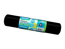 Мешки для мусора 240 л, черные, в рулоне 10 шт., ПВД 80 мкм, 1300х930 мм, EXPORT, exp 24010167 в Белгороде