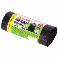 Мешки для мусора 30 л, черные, в рулоне 30 шт., ПНД, 7 мкм, 550х480 мм, Любаша, 608089 в Белгороде