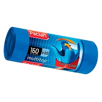 Мешки для мусора 160 л, с ушками, синие, в рулоне 10 шт., ПВД, 30 мкм, 1250х900 мм, PACLAN Multitop, 604064 в Белгороде