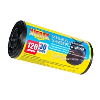 Мешки для мусора 120 л, черные, в рулоне 30 шт., ПНД, 15 мкм, 1100х700 мм, Крепак, 4607075710122 в Белгороде