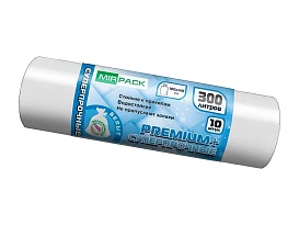 Мешки для мусора 300 л, белые, в рулоне 10 шт., ПВД 70 мкм, 1400х1000 мм, PREMIUM+, 300101602 в Белгороде