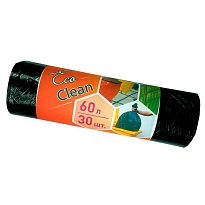 Мешки для мусора 60 л, черные, в рулоне 30 шт., ПНД, 6 мкм, 640х580 мм, Концепция Быта EcoClean, 603890 в Белгороде