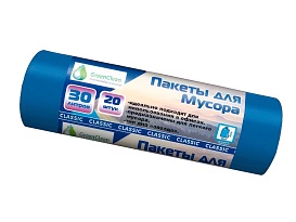 Мешки для мусора 30 л, синие, в рулоне 20 шт., ПНД, 7 мкм, 600х500 мм, MIRPACK Classik, 302041 в Белгороде