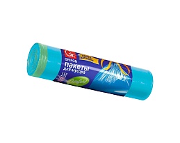 Мешки для мусора 50 л, с завязками, голубые, в рулоне 15 шт., ПНД, 14 мкм, 700х600 мм, GRIFON, 101-063 в Белгороде