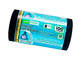 Мешки для мусора 100 л, черные, в рулоне 10 шт., ПВД, 70 мкм, 1000х600 мм, PREMIUM+, 1001076 в Белгороде
