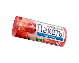 Мешки для мусора 30 л, ароматизированные, Клубника, красные, в рулоне 20 шт., ПНД, 9 мкм, 560х530 мм, GRIFON Aroma, 101-020 K в Белгороде