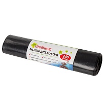 Мешки для мусора 240 л, черные, в рулоне 5 шт., ПВД 30 мкм, 1300х900 мм, Любаша, 605338 в Белгороде
