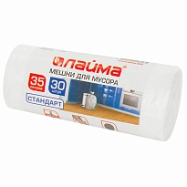 Мешки для мусора 35 л, белые, в рулоне 30 шт., ПНД, 6 мкм, 550х480 мм, LAIMA, 605538 в Белгороде